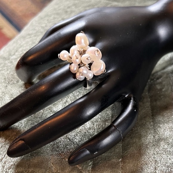 Pearl Cluster ring adjustable - Picture 2 of 3